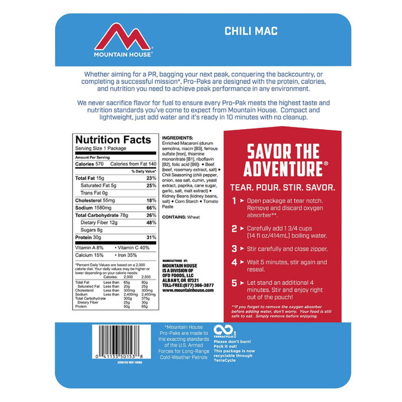 Chili Mac with Beef Pro-Pak® | Mountain House Freeze Dried Food, , large image number 1